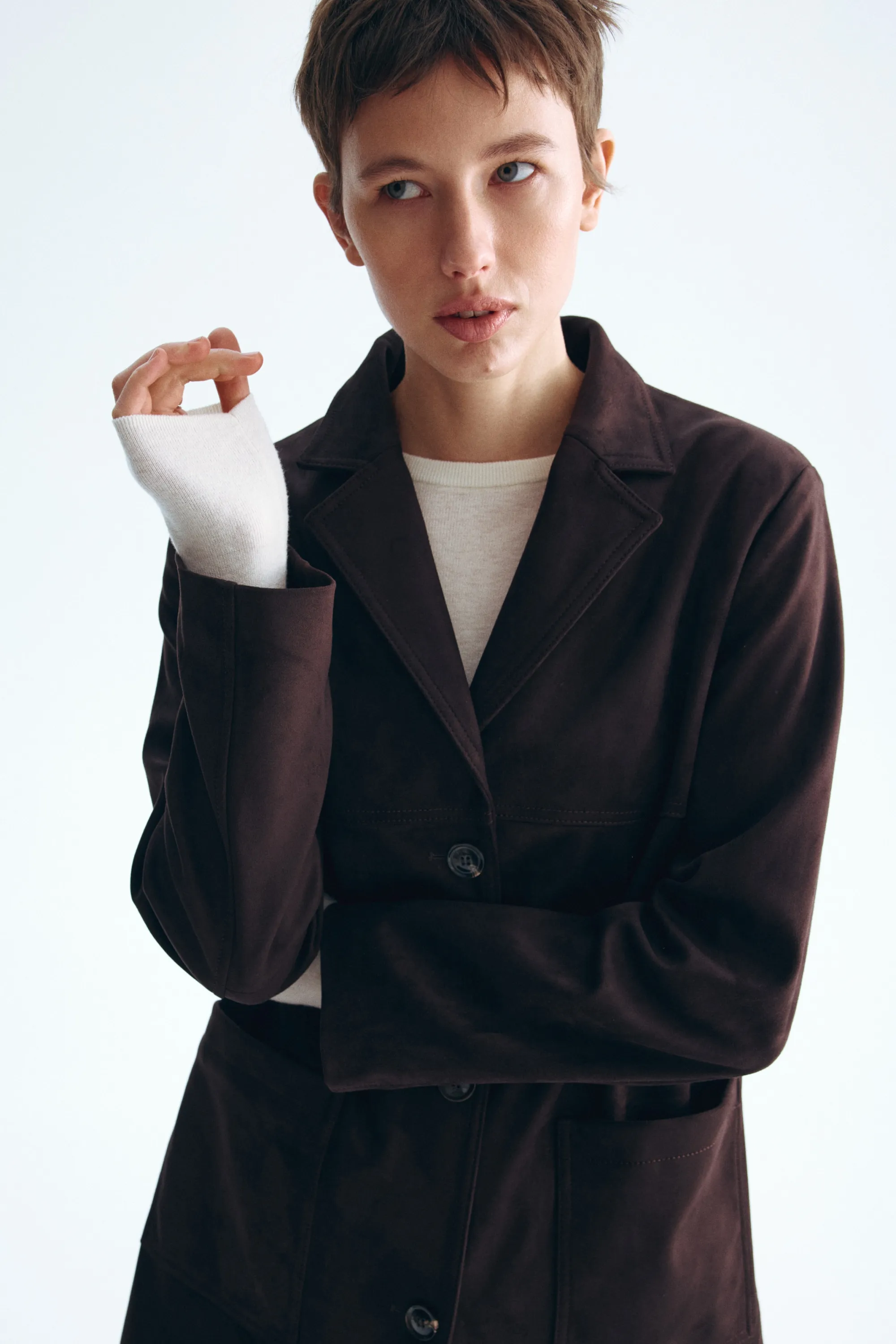 Knee-length coat - Marron foncé