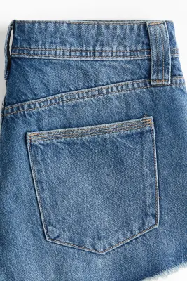 Short frangé en denim - Bleu denim — photo 4