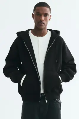 Veste à capuche zippée Oversized Fit - Noir — photo 3