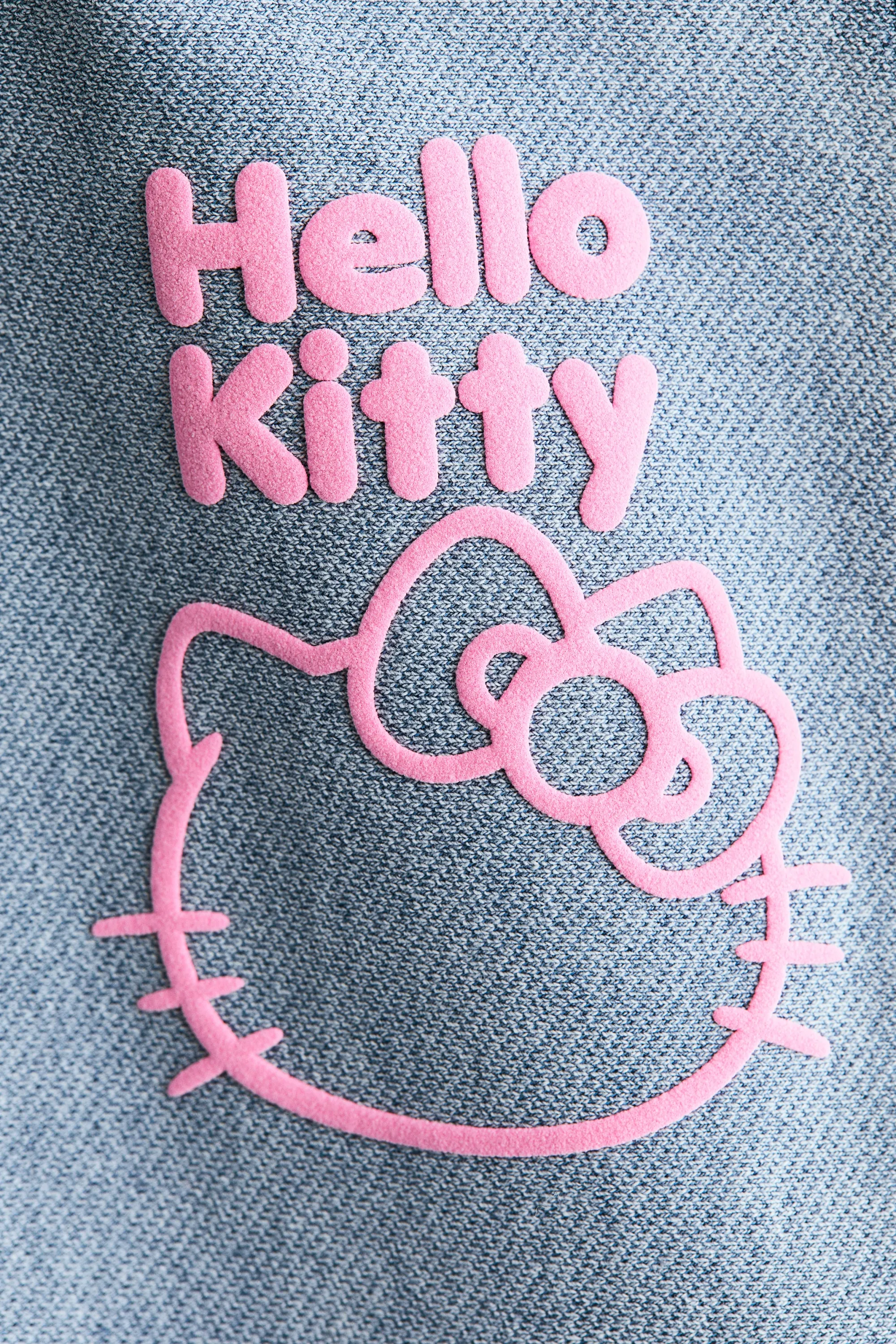Jegging façon denim avec jambes larges - Bleu denim clair/Hello Kitty