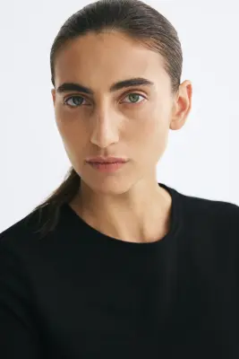 Top ajusté en coton - Noir — photo 1