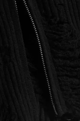 Cardigan effet usé à fermeture éclair bidirectionnelle - Noir — photo 4
