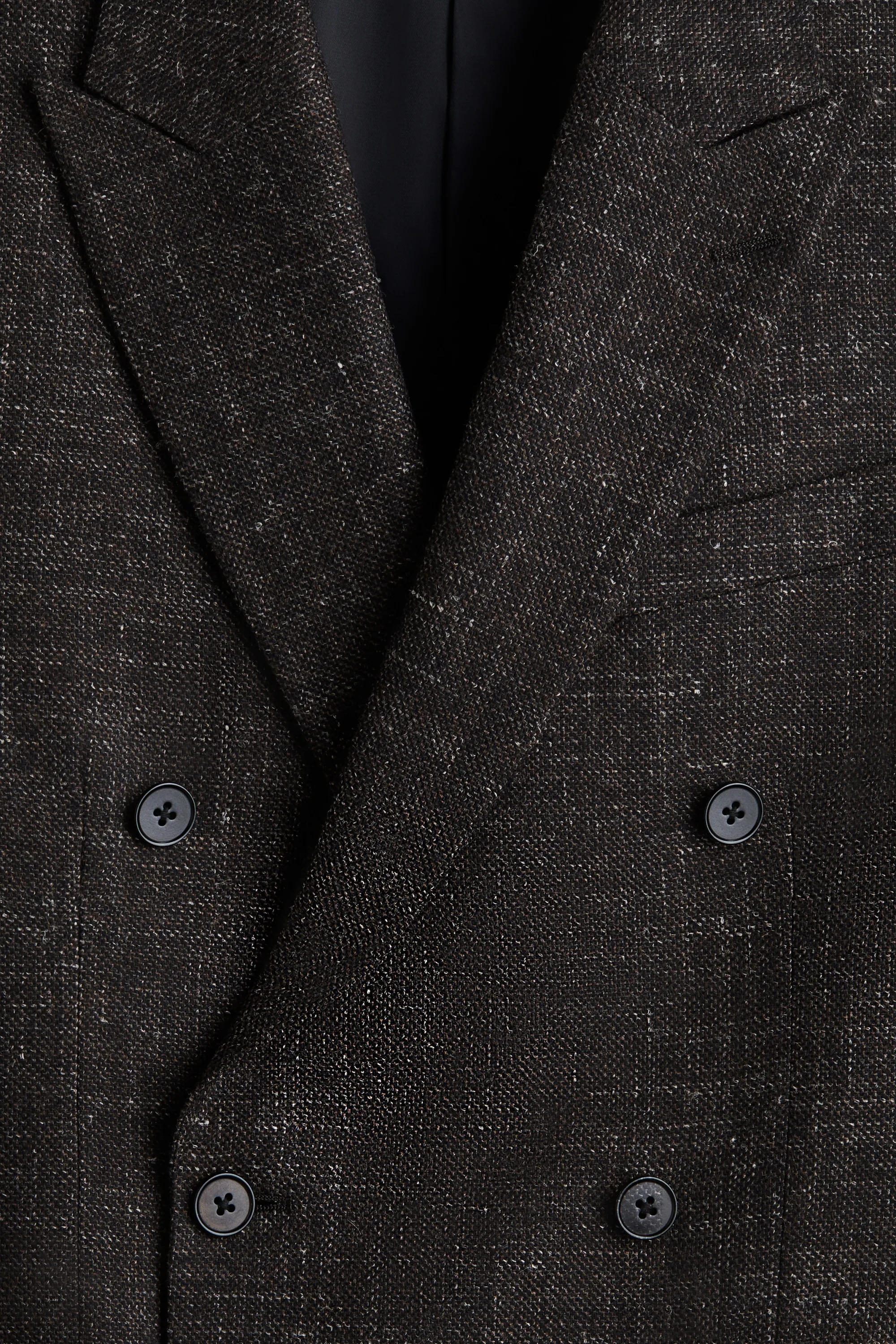Veste croisée Regular Fit en laine mélangée - Marron foncé