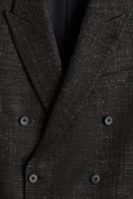 Veste croisée Regular Fit en laine mélangée - Marron foncé — photo 1