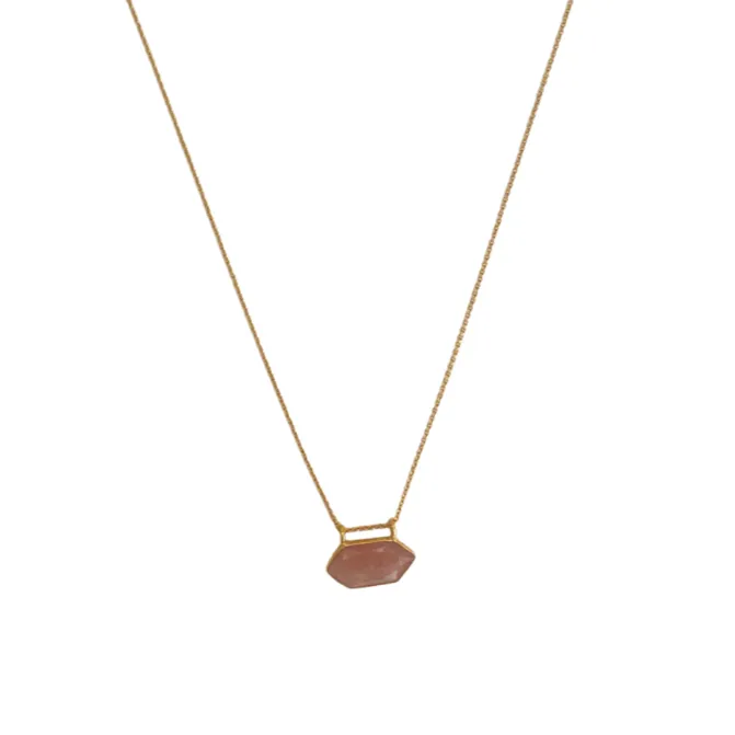 Collier Hexa Quartz Fraise rose - Hanka In