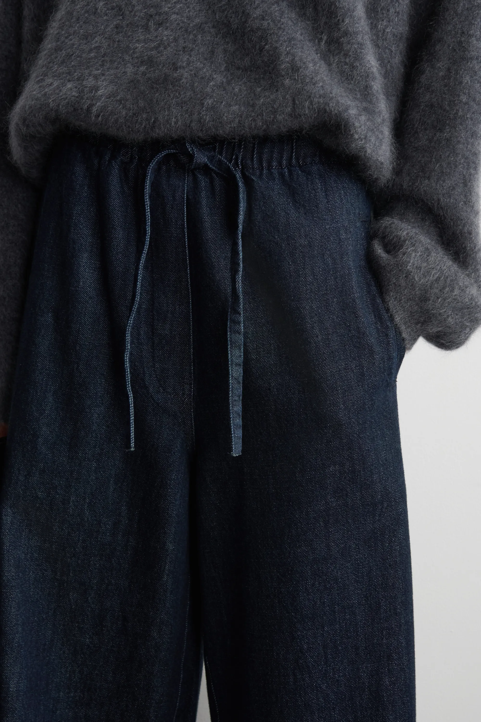 PANTACOURT LARGE EN DENIM - BLEU FONCÉ
