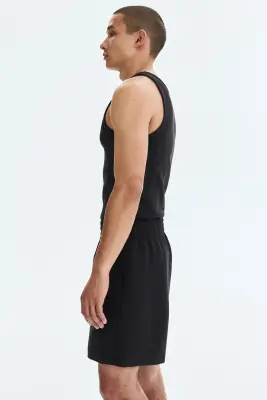 Short Relaxed Fit en interlock - Noir — photo 2