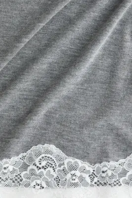 Top en jersey avec dentelle - Gris chiné — photo 2