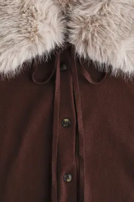 Gilet avec col - Marron foncé — photo 4