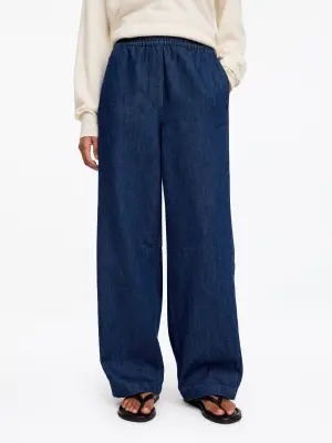 Pantalon en denim à jambes barrel - Bleu — photo 3