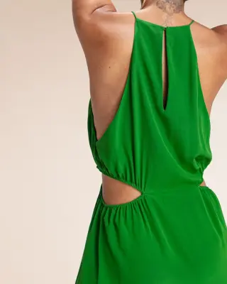 Robe longue Milano en soie vert Lime – Karma Koma — photo 2