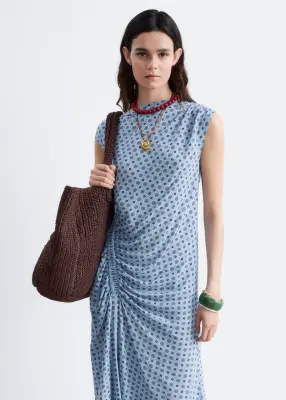Robe midi à encolure bateau - Bleu/Imprimé — photo 1