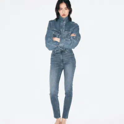 Skinny High Waist Jeans - Bleu denim — photo 3