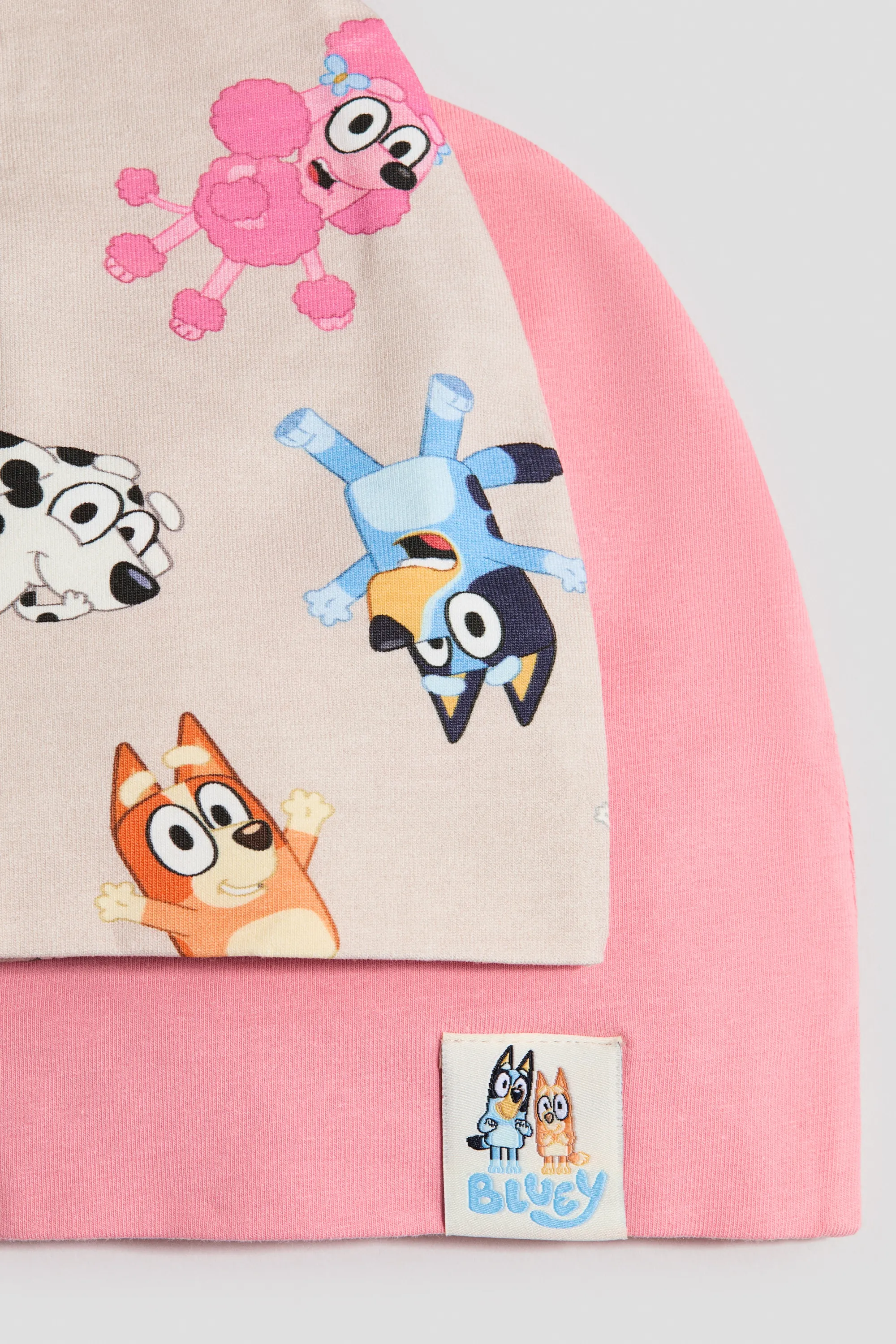Lot de 2 bonnets en coton - Rose/Bluey