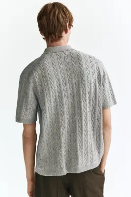 Chemise Regular Fit en maille torsadée - Gris — photo 3