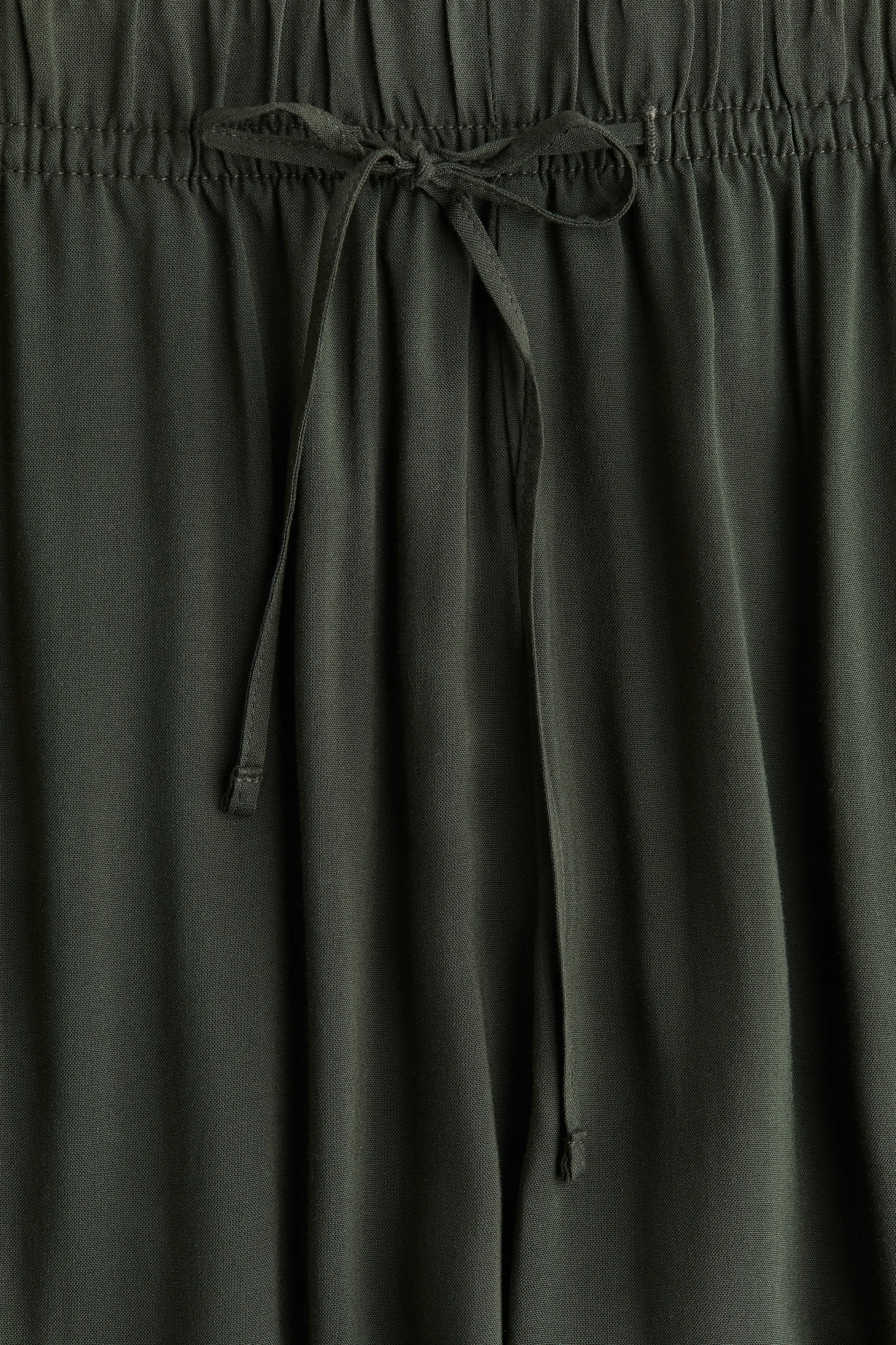 Pantalon large avec taille élastique - Vert foncé