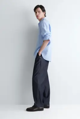 CHEMISE DÉCONTRACTÉE EN LIN - BLEU CLAIR / RAYURES — photo 2