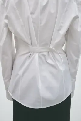 Chemise sablier en popeline - Blanc — photo 3
