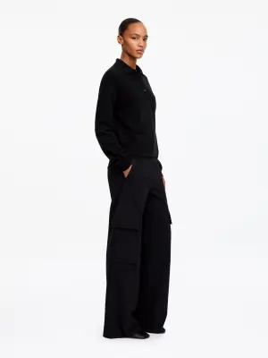 Pull polo en laine - Noir — photo 2