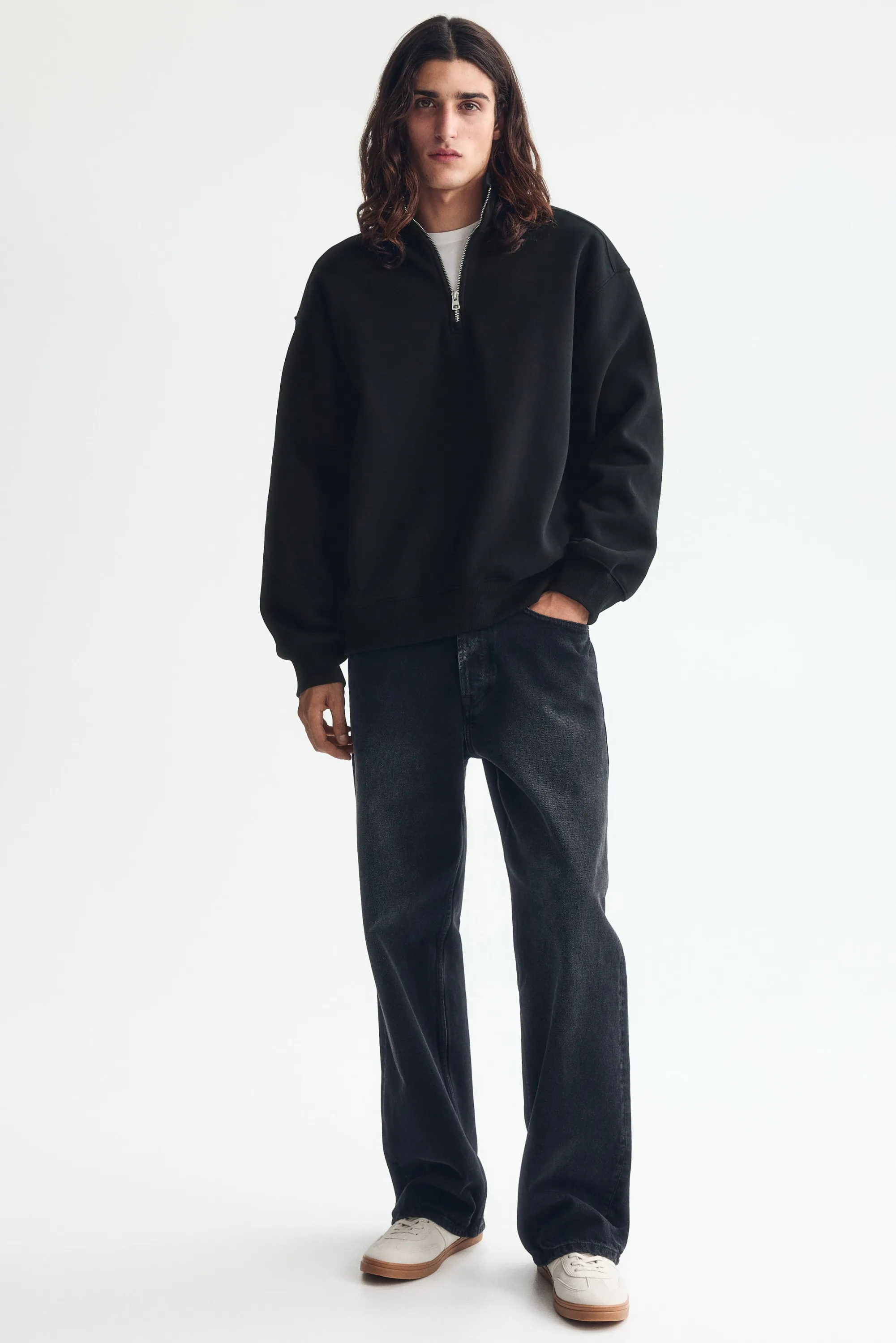 Sweat Loose Fit avec col zippé - Noir