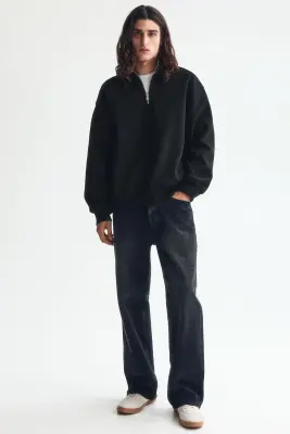 Sweat Loose Fit avec col zippé - Noir — photo 1