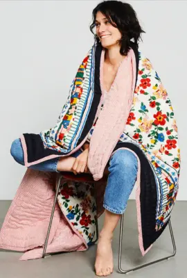 Plaid matelassé reversible Hibiscus – Le Petit Lucas Du Tertre — photo 1