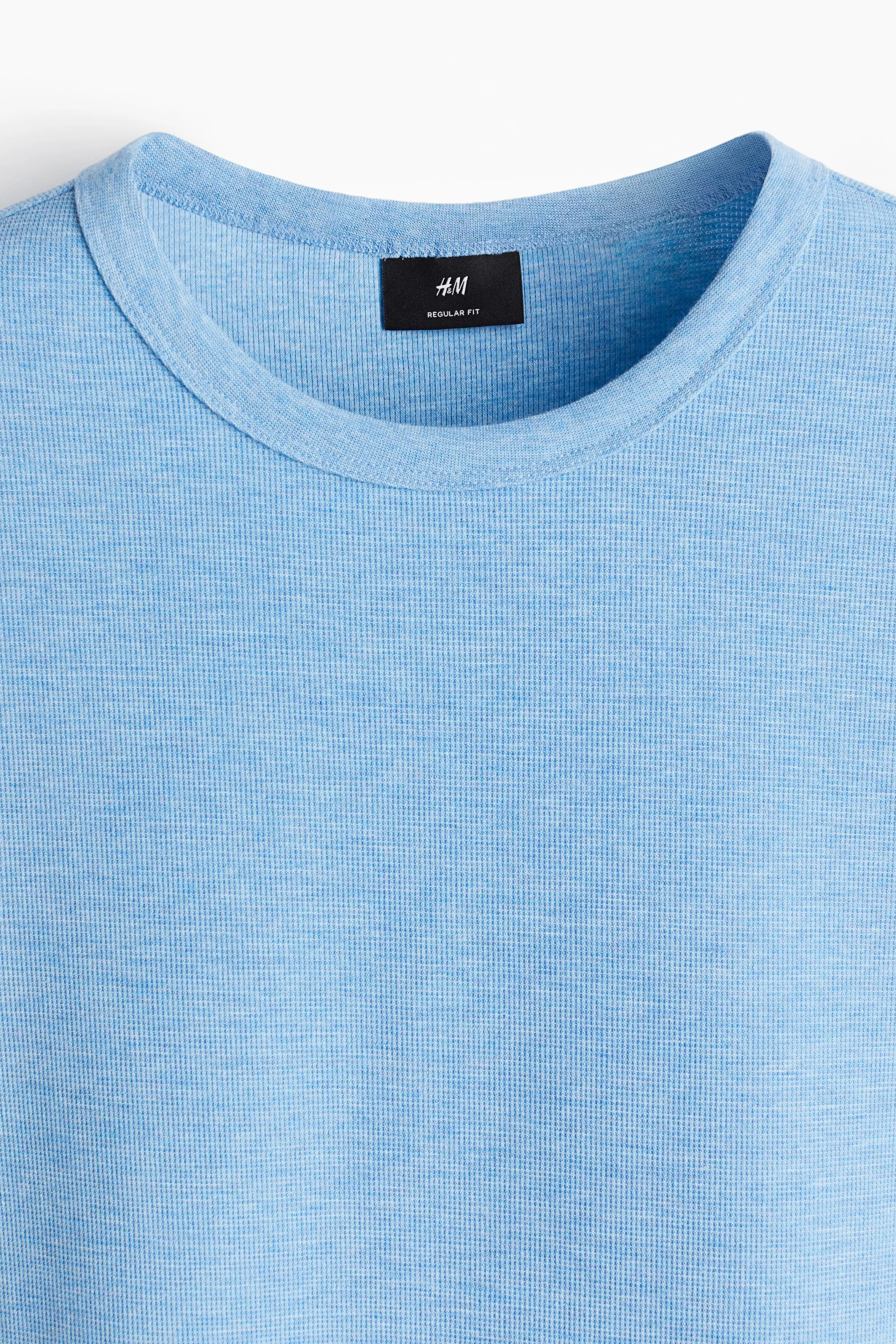 T-shirt gaufré Regular Fit - Bleu clair