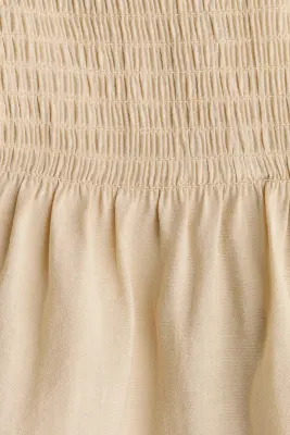 Combi-pantalon bandeau smocké - Beige — photo 2