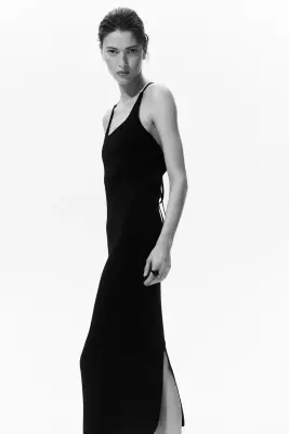 Robe midi à encolure dégagée - Noir — photo 4
