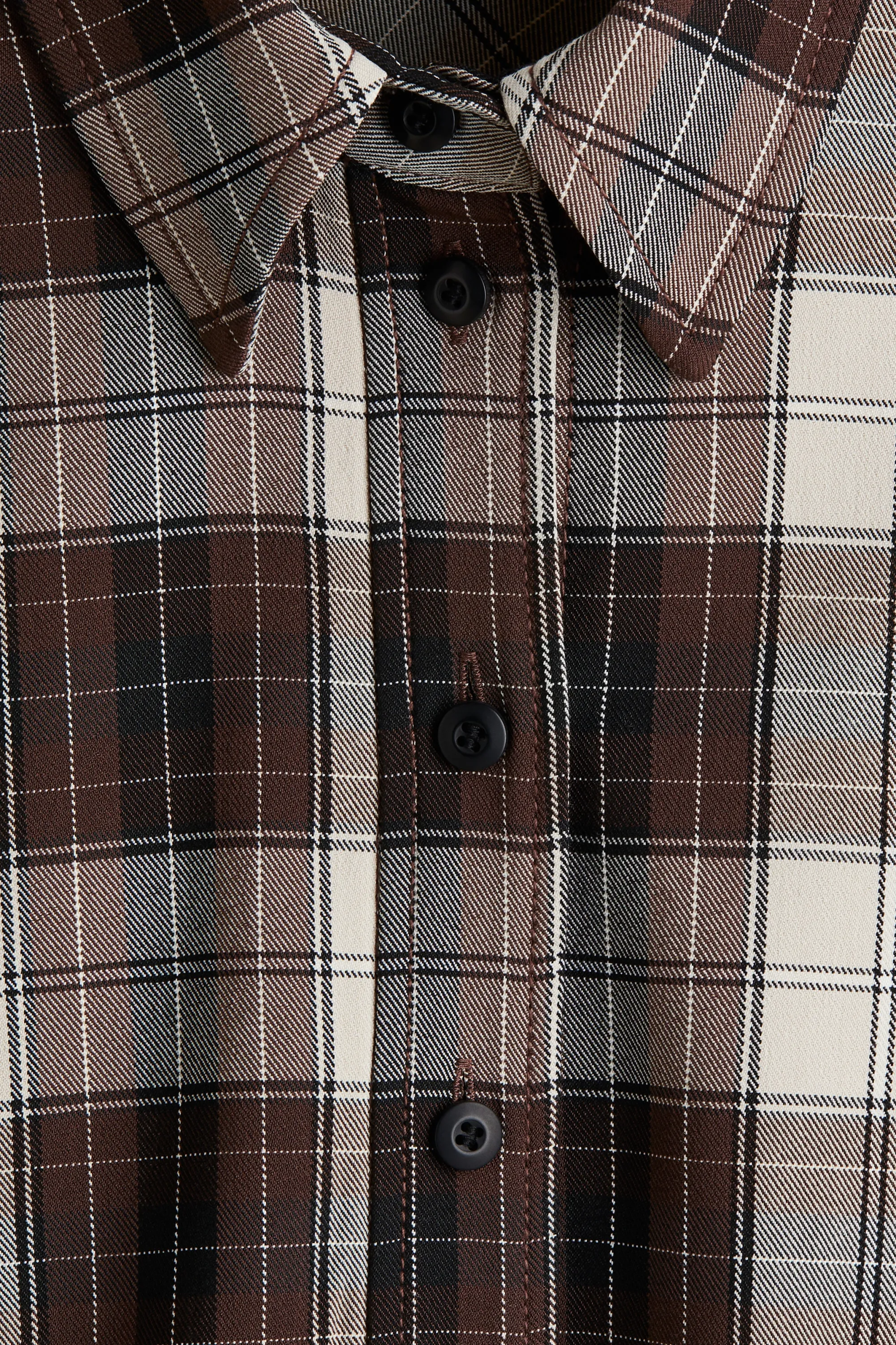 Chemise cintrée en twill - Marron/carreaux