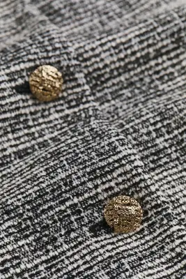 Gilet sans manches oversize en maille bouclette - Gris ancien chiné/crème — photo 4
