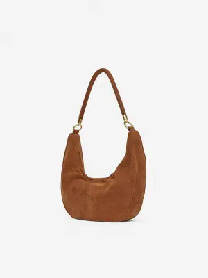 Sac à bandoulière en cuir suédé - Marron — photo 2