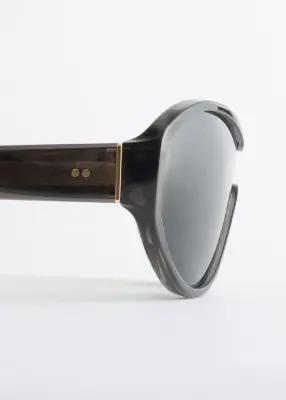 Lunettes de soleil ovales en acétate - Gris — photo 3