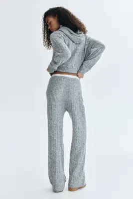 Pantalon en maille torsadée - Gris chiné — photo 2
