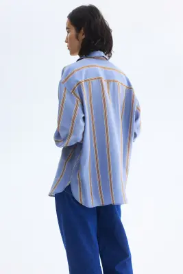 Chemise oversize - Bleu clair/rayé — photo 3