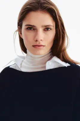 Pull oversize en laine mélangée - Bleu marine — photo 2