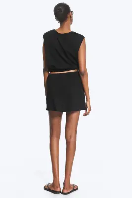 Mini-jupe en coton - Noir — photo 2