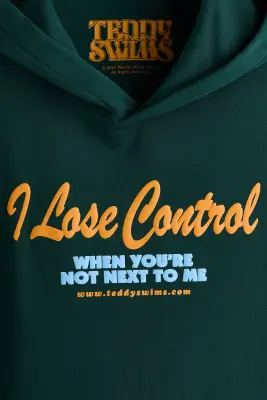 Hoodie imprimé Loose Fit - Vert foncé/I lose control — photo 4