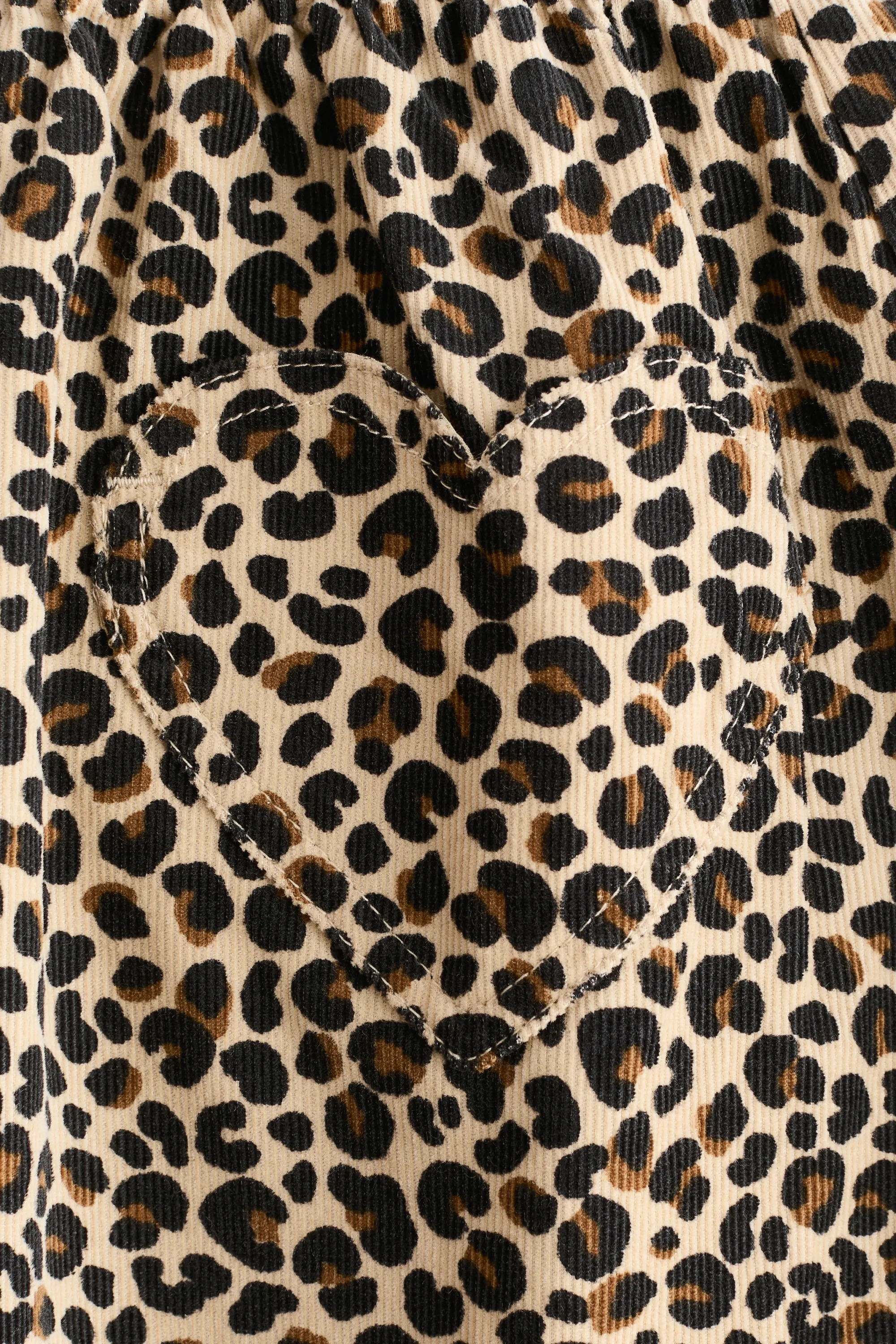 Jupe en velours côtelé avec poches - Beige/imprimé léopard