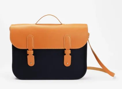 Porte-documents en toile et cuir - Marine