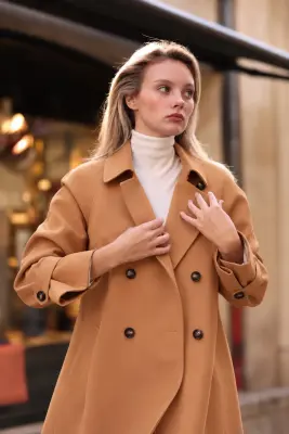 Francine Short Trench Coat - Peach beige — photo 3