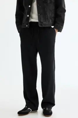 Pantalon Relaxed Fit en lin mélangé - Noir — photo 1