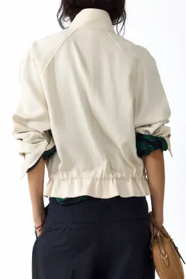 Veste oversize en lin mélangé - Beige clair — photo 3