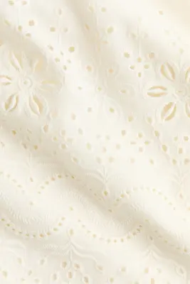 Robe en broderie anglaise avec bretelles à nouer - Crème — photo 4