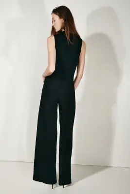 Combi-pantalon à effet drapé - Noir — photo 3