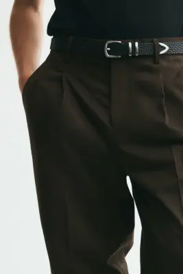 Pantalon chic Loose Fit - Brun kaki foncé — photo 2