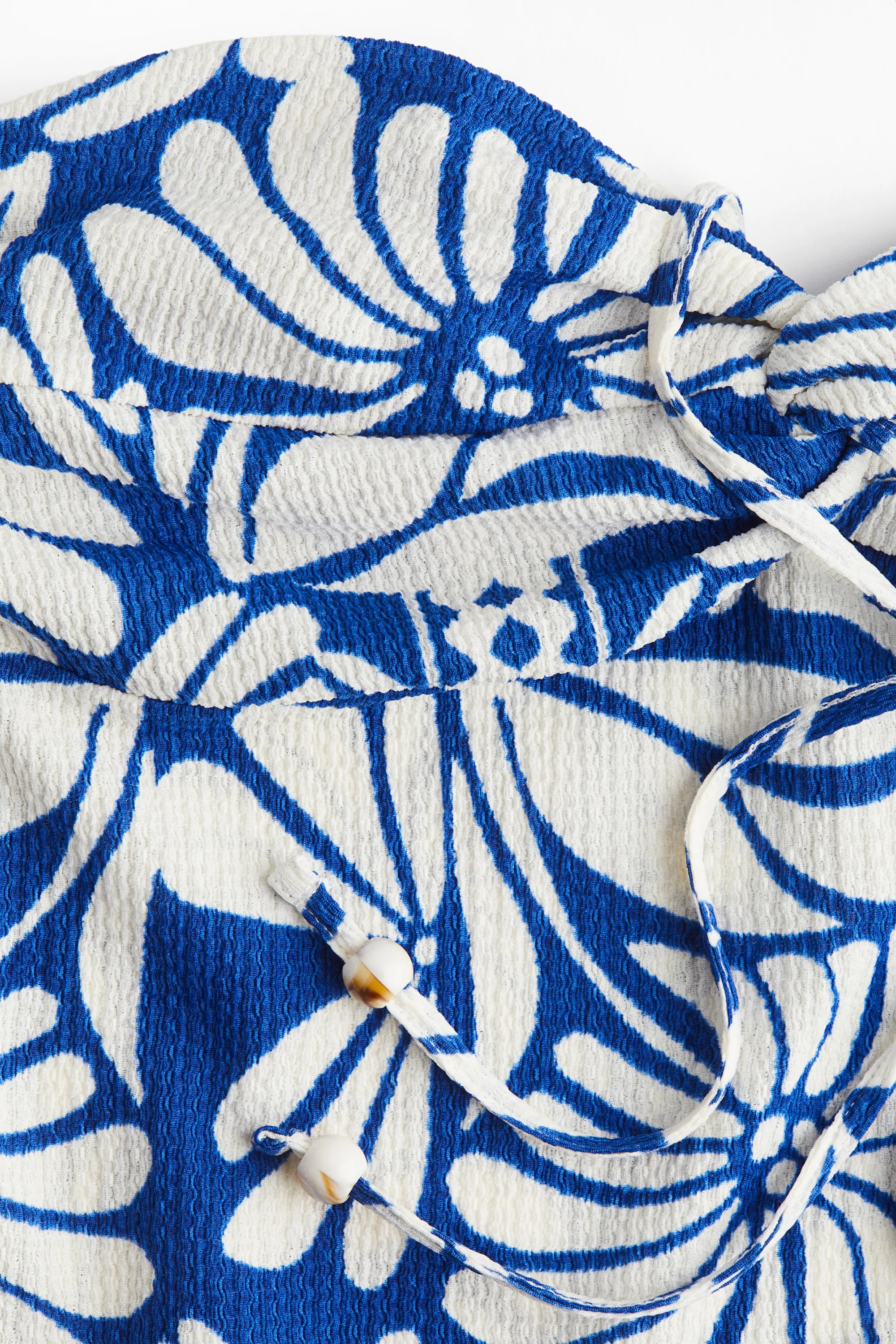 Top court avec dos nu - Bleu/motif blanc