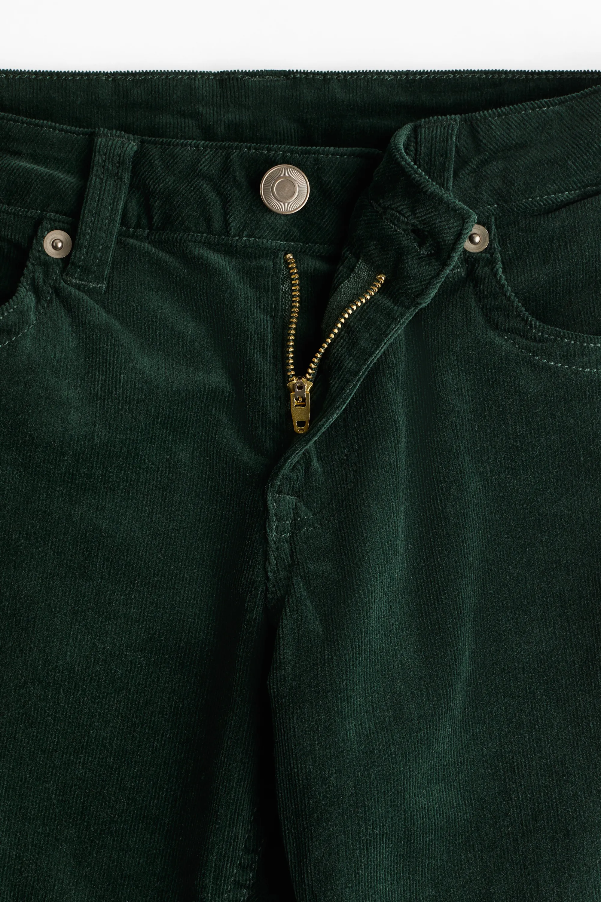 Pantalon évasé en velours côtelé - Vert foncé