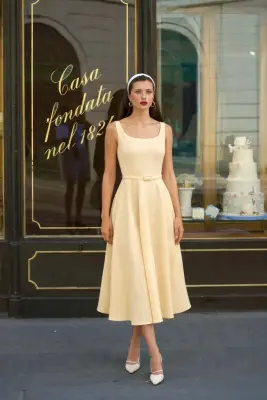 Aura Midi Dress - Butter cream — photo 2