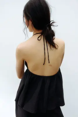 Top dos nu en coton - Gris foncé — photo 3